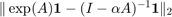 $\| \exp(A)\mathbf{1} - (I - \alpha A)^{-1}\mathbf{1} \|_2$