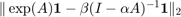 $\| \exp(A)\mathbf{1} - \beta (I-\alpha A)^{-1}\mathbf{1} \|_2$